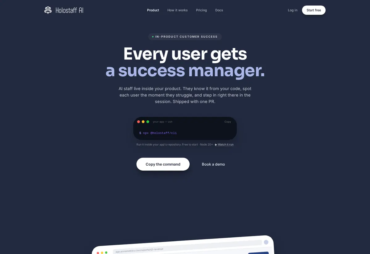 Holostaff AI homepage preview